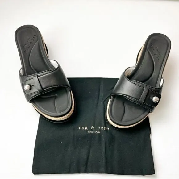 Rag &amp; Bone Women's Black Ragbone Sommer Wedge Sandal size 8