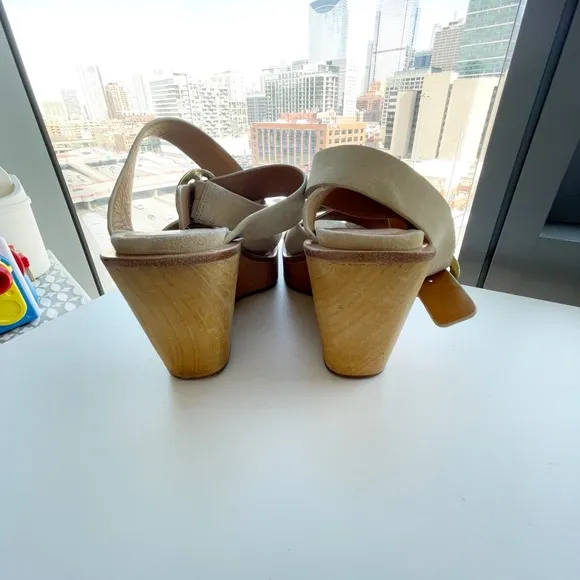 Rag and Bone Santiago Leather Chunky Wedge Platform Boho Heel Sandals Size