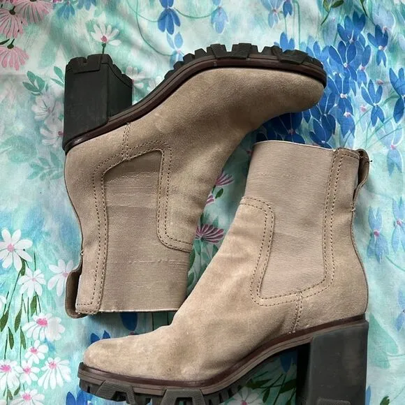 Rag &amp; Bone Shiloh Mid Chelsea Suede Taupe Boots - 39.5