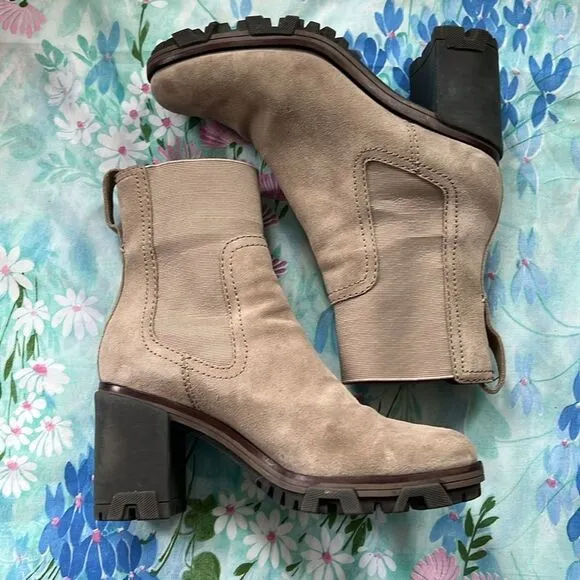Rag &amp; Bone Shiloh Mid Chelsea Suede Taupe Boots - 39.5