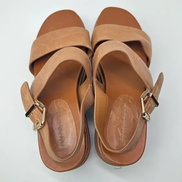 Rahya Grey Leather Chunky Platform Summer Sandals