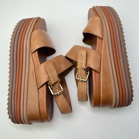 Rahya Grey Leather Chunky Platform Summer Sandals