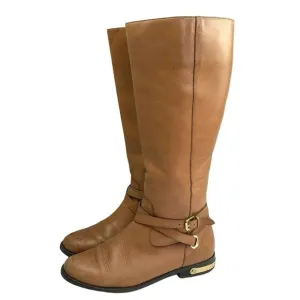 Ralph Lauren Jakayla Riding Boots size 7.5 Womens Tan Burnished Leather Hardware