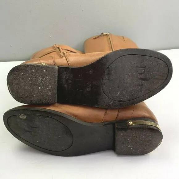 Ralph Lauren Jakayla Riding Boots size 7.5 Womens Tan Burnished Leather Hardware