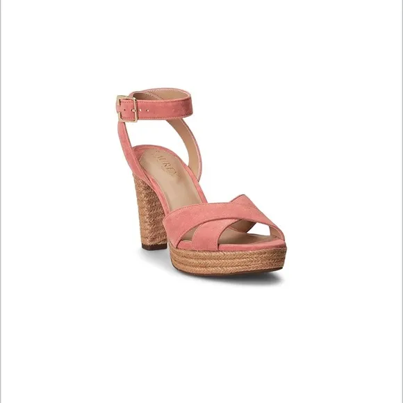 Ralph Lauren Sasha Pink High-Heeled Platform Sandals