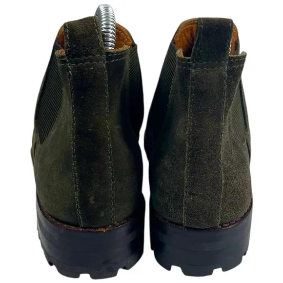 Ralph Lauren womens Green Suede Leather Lug Sole Chelsea Ankle Boots Size 8B
