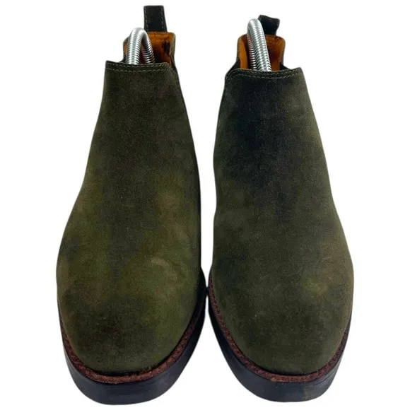 Ralph Lauren womens Green Suede Leather Lug Sole Chelsea Ankle Boots Size 8B