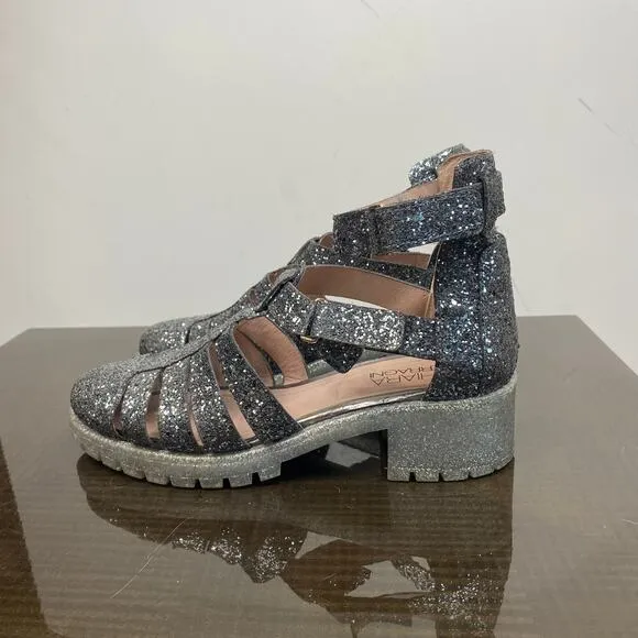 Rare Chiara Ferragni Glitter Chunky Platform Strappy Sandals Shoes Women's 10