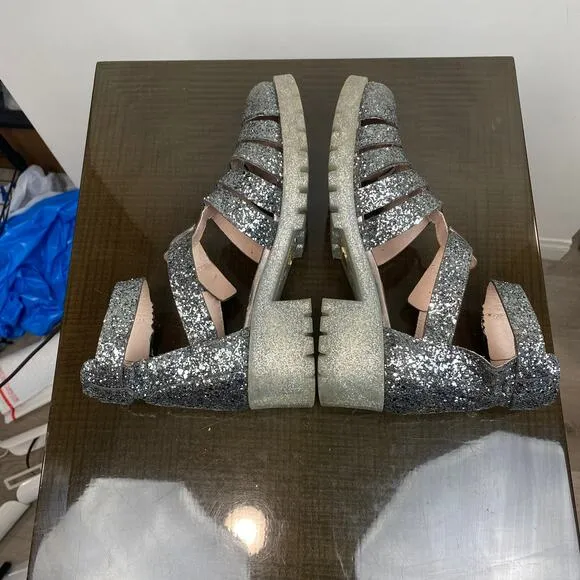 Rare Chiara Ferragni Glitter Chunky Platform Strappy Sandals Shoes Women's 10