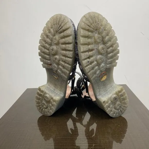 Rare Chiara Ferragni Glitter Chunky Platform Strappy Sandals Shoes Women's 10