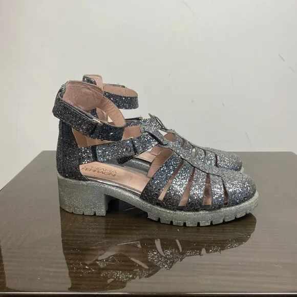 Rare Chiara Ferragni Glitter Chunky Platform Strappy Sandals Shoes Women's 10