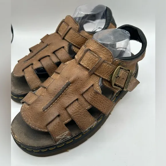 RARE DR MARTENS Sandals Mens Size 12 Brown Leather Fisherman Made In ENGLAND Y2K