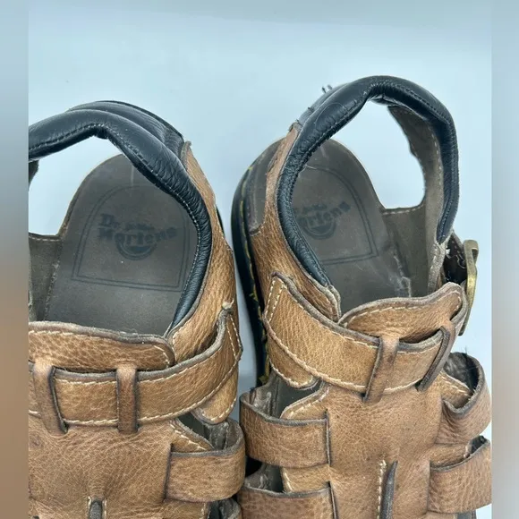 RARE DR MARTENS Sandals Mens Size 12 Brown Leather Fisherman Made In ENGLAND Y2K