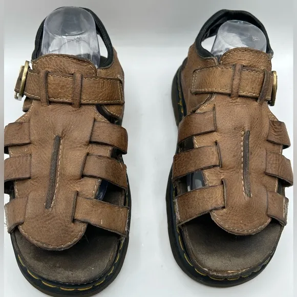 RARE DR MARTENS Sandals Mens Size 12 Brown Leather Fisherman Made In ENGLAND Y2K