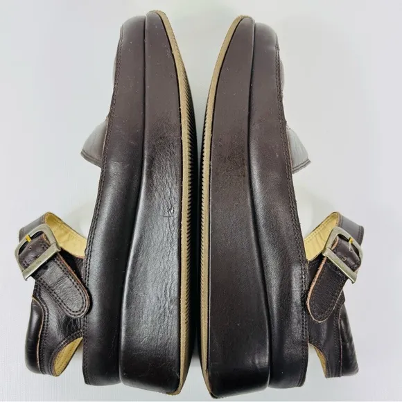 Rare Mosquitos UK leather wedge platform sandals - dark brown - Sz 8