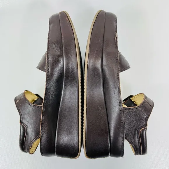 Rare Mosquitos UK leather wedge platform sandals - dark brown - Sz 8