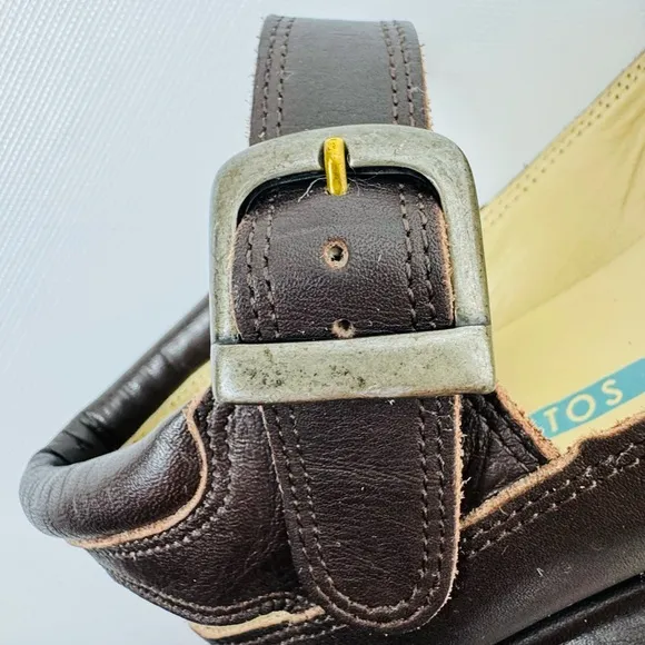 Rare Mosquitos UK leather wedge platform sandals - dark brown - Sz 8