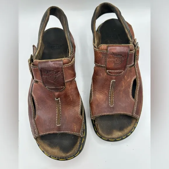 RARE Vintage Dr Doc Martens  Sandals Mens 11 Brown Leather Fisherman Chunky 8A60