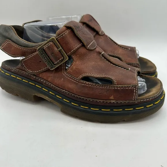 RARE Vintage Dr Doc Martens  Sandals Mens 11 Brown Leather Fisherman Chunky 8A60