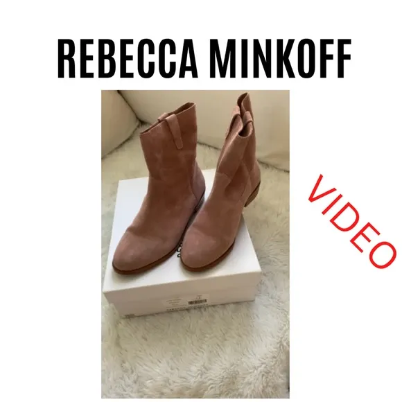 REBCCA MINKOFF Chasidy Berry Smoothie Suede Bootie Fawn Tan Size 10 M