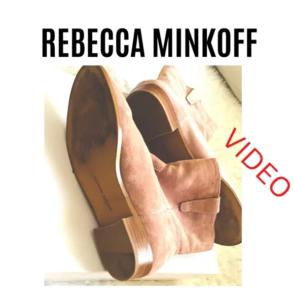 REBCCA MINKOFF Chasidy Berry Smoothie Suede Bootie Fawn Tan Size 10 M