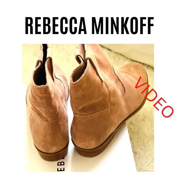 REBCCA MINKOFF Chasidy Berry Smoothie Suede Bootie Fawn Tan Size 10 M