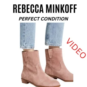 REBCCA MINKOFF Chasidy Berry Smoothie Suede Bootie Fawn Tan Size 10 M
