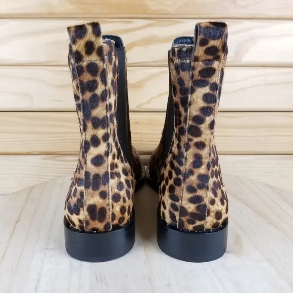 Rebecca Minkoff 6.5 US Sabeen Too Chelsea Booties Leopard Print Cow Fur Boot NEW