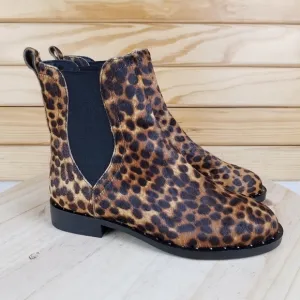 Rebecca Minkoff 6.5 US Sabeen Too Chelsea Booties Leopard Print Cow Fur Boot NEW