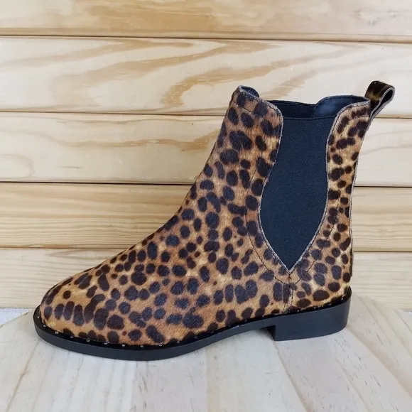 Rebecca Minkoff 6.5 US Sabeen Too Chelsea Booties Leopard Print Cow Fur Boot NEW