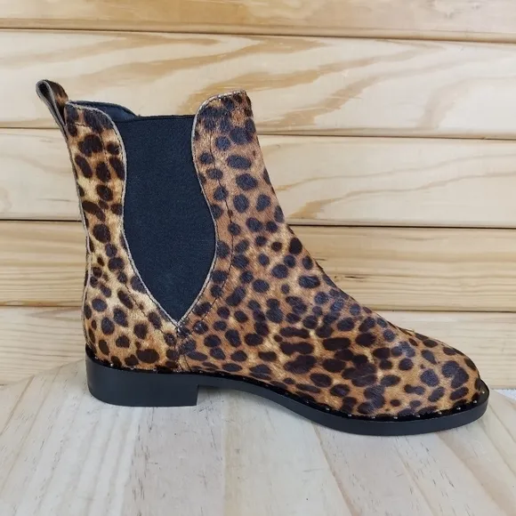 Rebecca Minkoff 6.5 US Sabeen Too Chelsea Booties Leopard Print Cow Fur Boot NEW