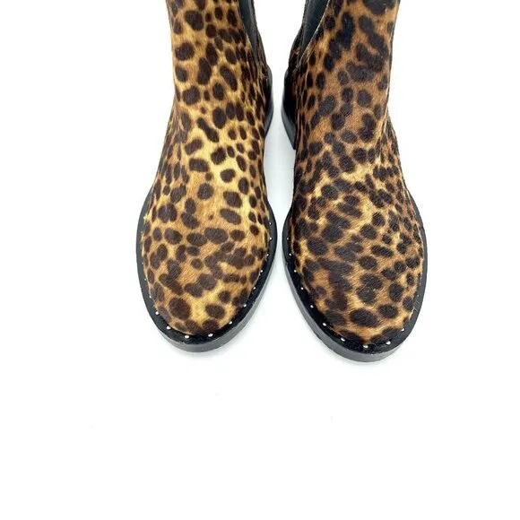 Rebecca Minkoff Boots Leopard Calf hair Studded Ankle SZ 7 NEW