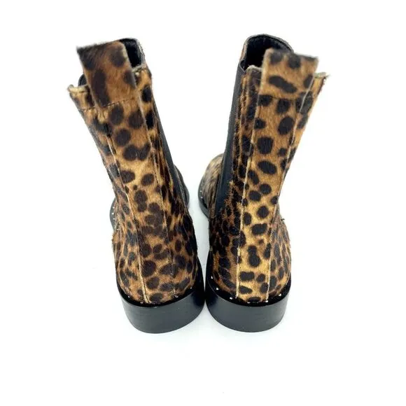 Rebecca Minkoff Boots Leopard Calf hair Studded Ankle SZ 7 NEW