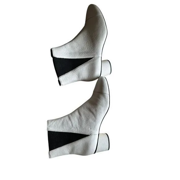 Rebecca Minkoff White Leather Chelsea Boots Sz 7.5‎