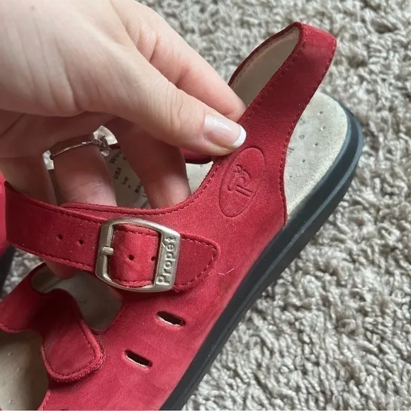 Red leather Propet sandals