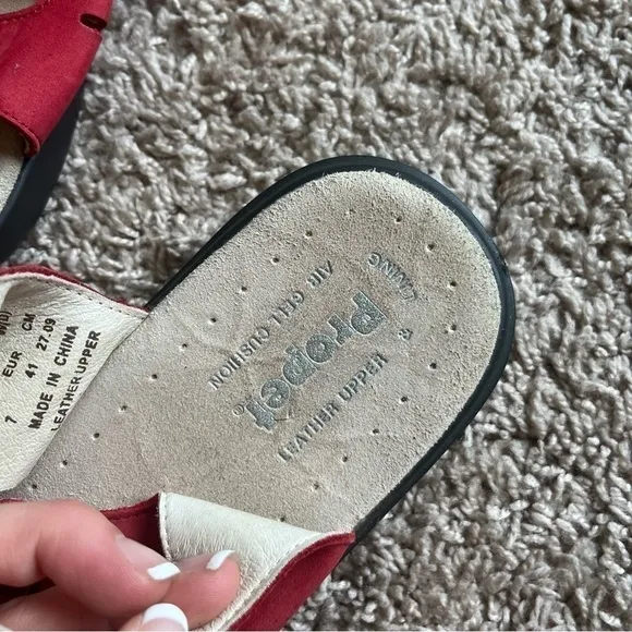 Red leather Propet sandals