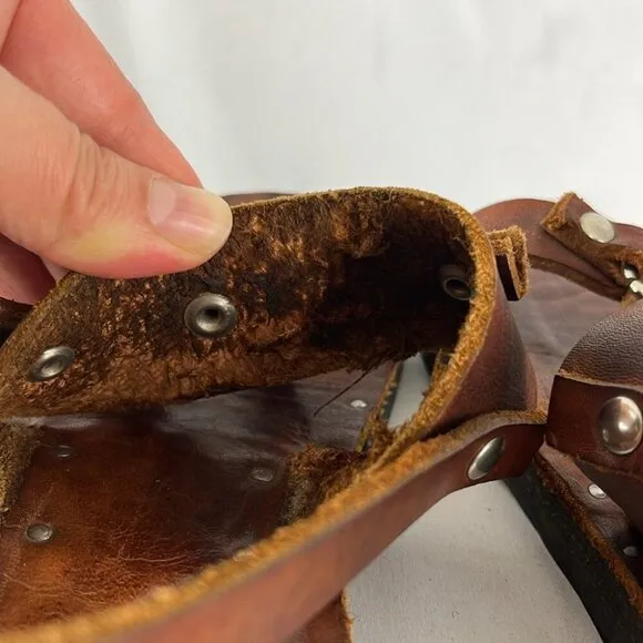 Re/Done 70s Tire Tread Brown Distressed Leather Sandals