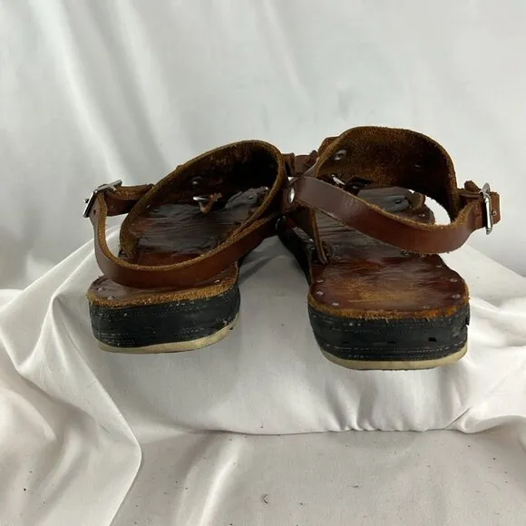Re/Done 70s Tire Tread Brown Distressed Leather Sandals
