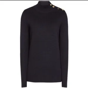 REISS Emily Button-Detail Jumper in Navy Size XS
