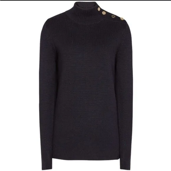 REISS Emily Button-Detail Jumper in Navy Size XS