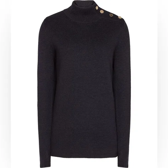 REISS Emily Button-Detail Jumper in Navy Size XS