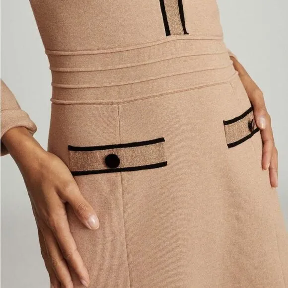 REISS Gemima Button Collar Knit Dress