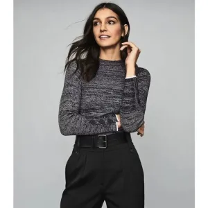 Reiss Sierra Crew Neck Sweater in Navy Blue Melange Small