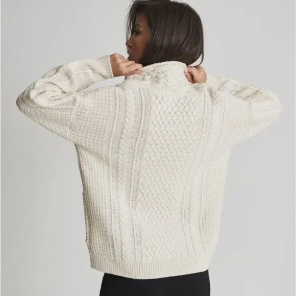 Reiss SUMMER SHAWL chunky Wool CASHMERE BLEND CARDIGAN XS