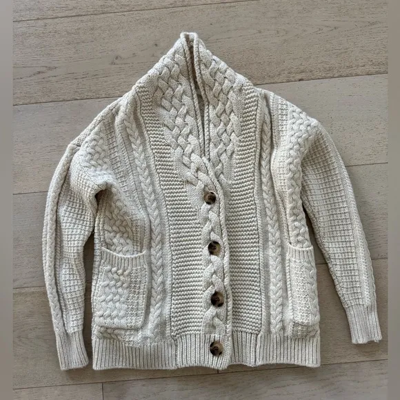 Reiss SUMMER SHAWL chunky Wool CASHMERE BLEND CARDIGAN XS