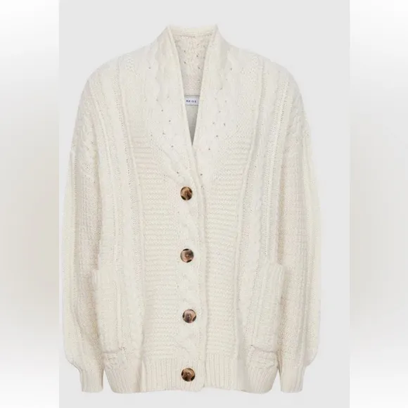 Reiss SUMMER SHAWL chunky Wool CASHMERE BLEND CARDIGAN XS