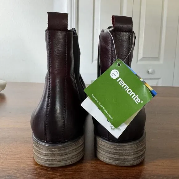 Remonte Ruched Chelsea Ankle Boots Women's 41 / 9.5 US Dark Red Comfort Shoe NWT