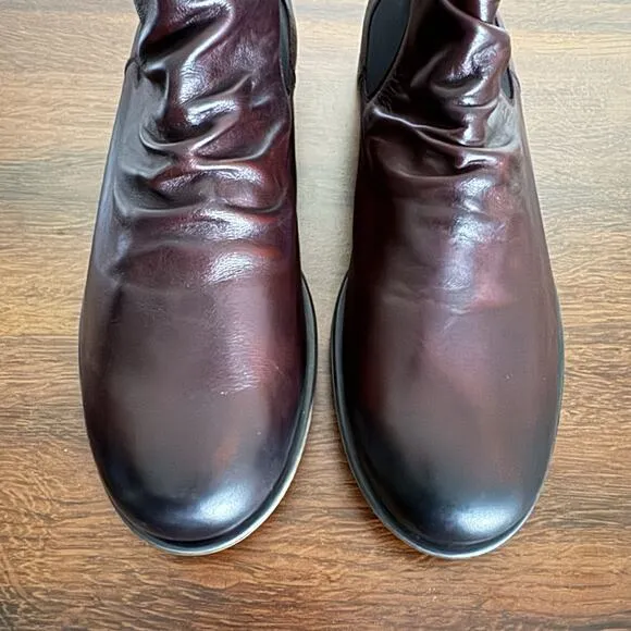 Remonte Ruched Chelsea Ankle Boots Women's 41 / 9.5 US Dark Red Comfort Shoe NWT