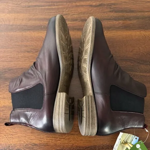 Remonte Ruched Chelsea Ankle Boots Women's 41 / 9.5 US Dark Red Comfort Shoe NWT