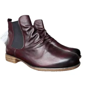Remonte Ruched Chelsea Ankle Boots Women's 41 / 9.5 US Dark Red Comfort Shoe NWT